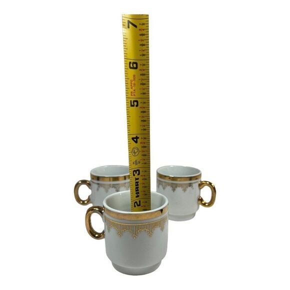 Stackable Yamasen Fine China Tea Set 3 Cups Mugs Gold Gilt Antique Made In Japan - Picture 4 of 6